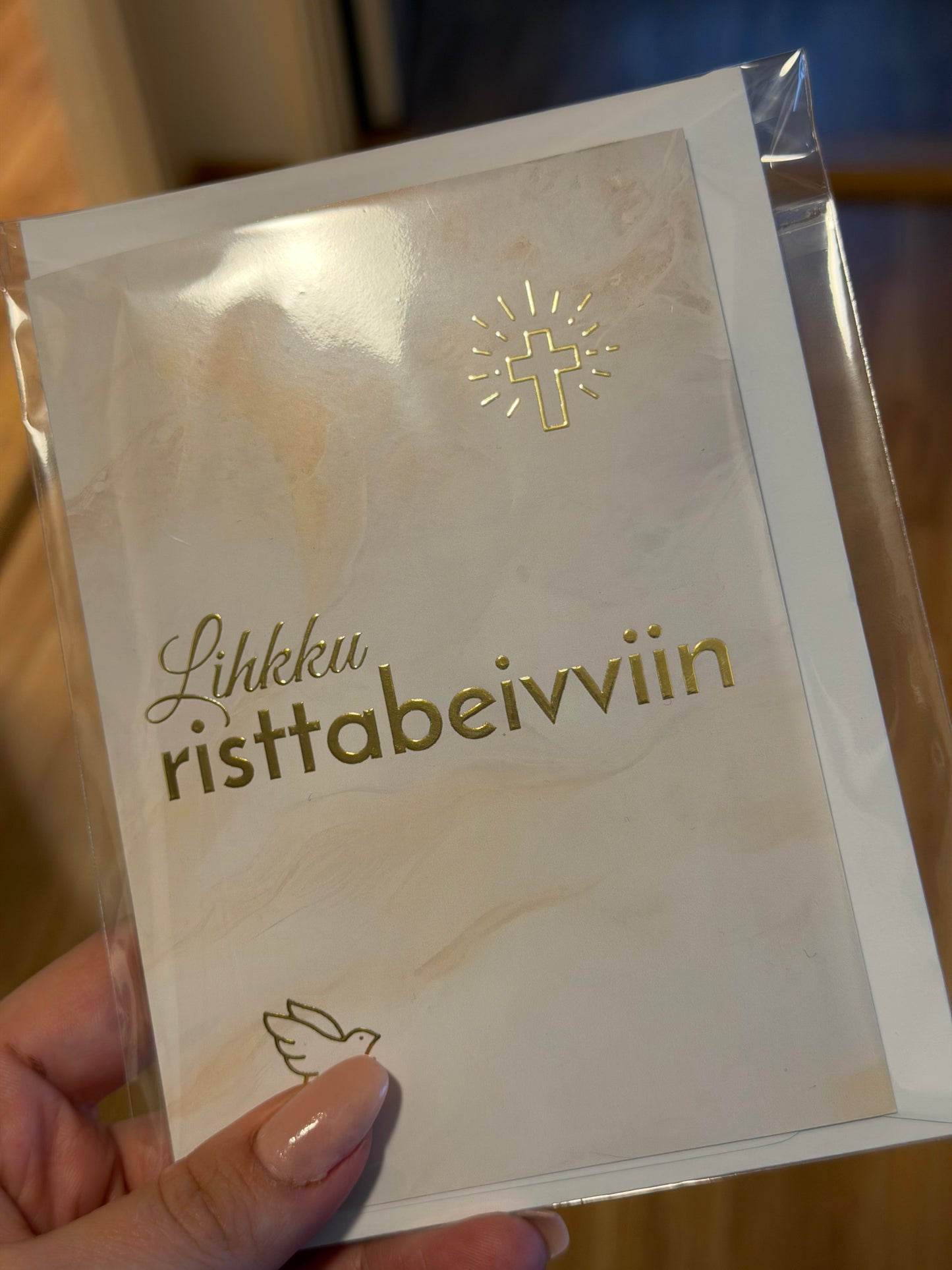 Kort "Lihkku risttabeivviin" dobbelt kort m/konvolutt