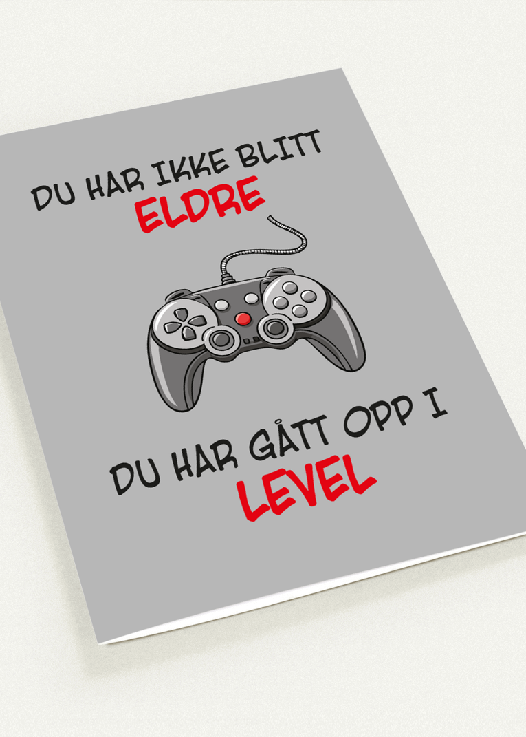 Kort "Opp i level" dobbelt m/konvolutt