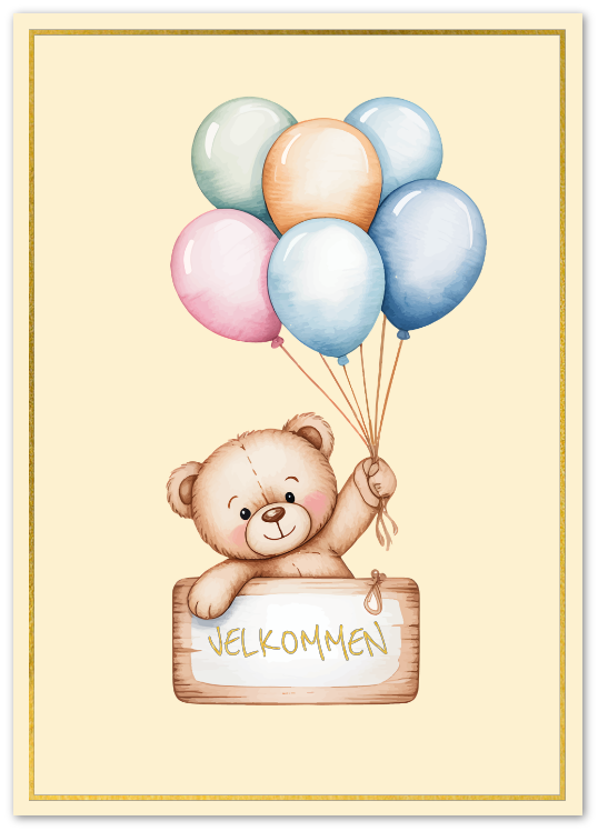 Kort "Velkommen" dobbelt kort m/konvolutt