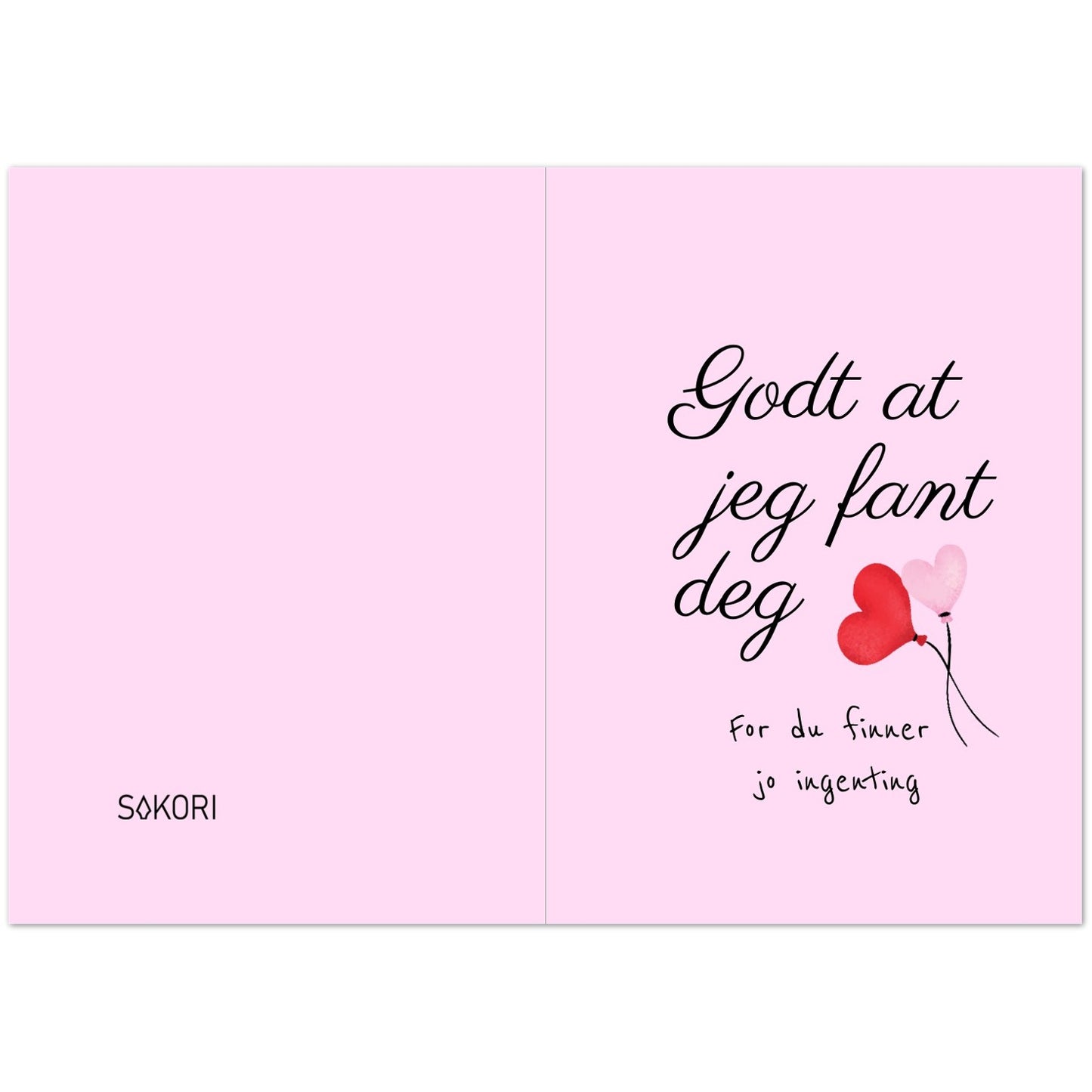 Kort "Godt at jeg fant deg" dobbelt kort m/konvolutt