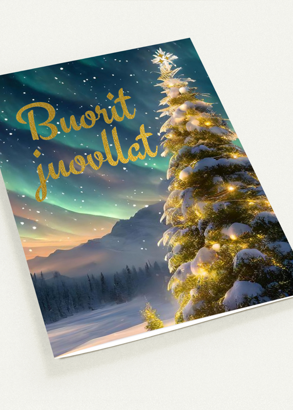Kort "Buorit juovllat" dobbelt kort m/konvolutt