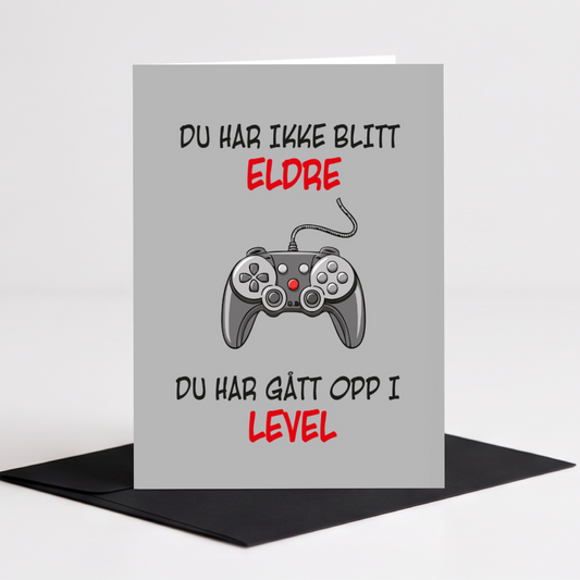 Kort "Opp i level" dobbelt  m/konvolutt