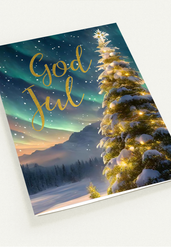 Kort "God Jul" dobbelt kort m/konvolutt