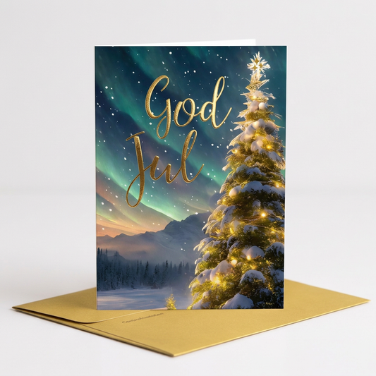 Kort "God Jul" dobbelt m/konvolutt