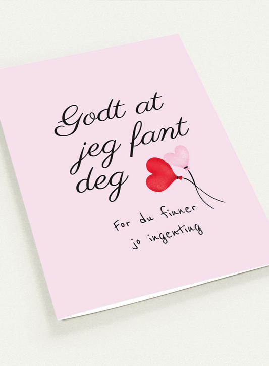 Kort "Godt at jeg fant deg" dobbelt kort m/konvolutt