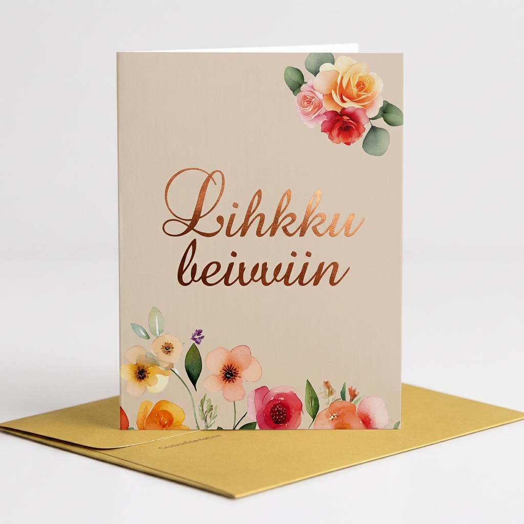Kort "Lihkku beivviin" dobbelt m/konvolutt