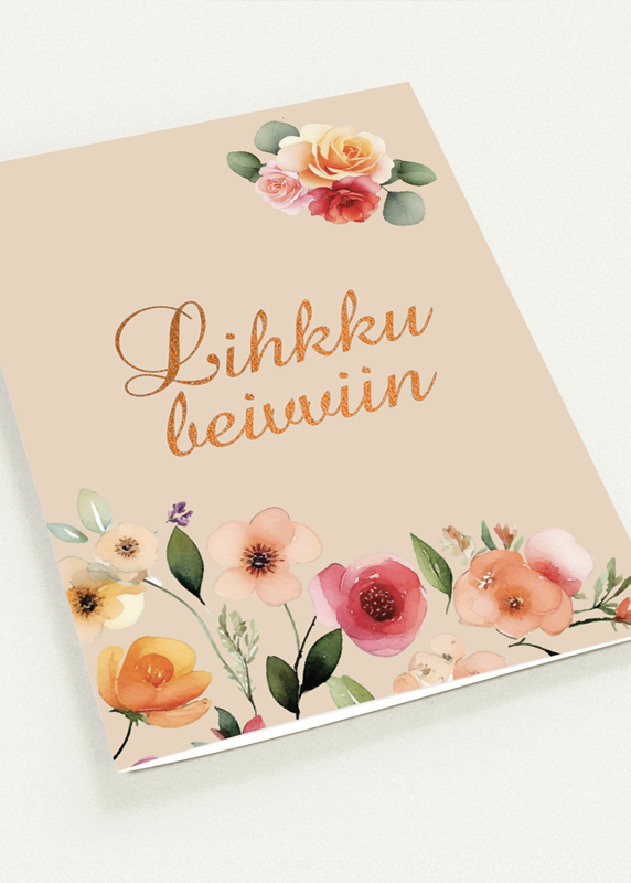 Kort "Lihkku beivviin" dobbelt m/konvolutt