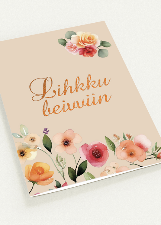 Kort "Lihkku beivviin" dobbelt m/konvolutt