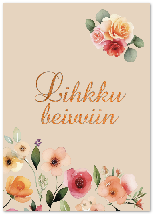 Kort "Lihkku beivviin" dobbelt m/konvolutt