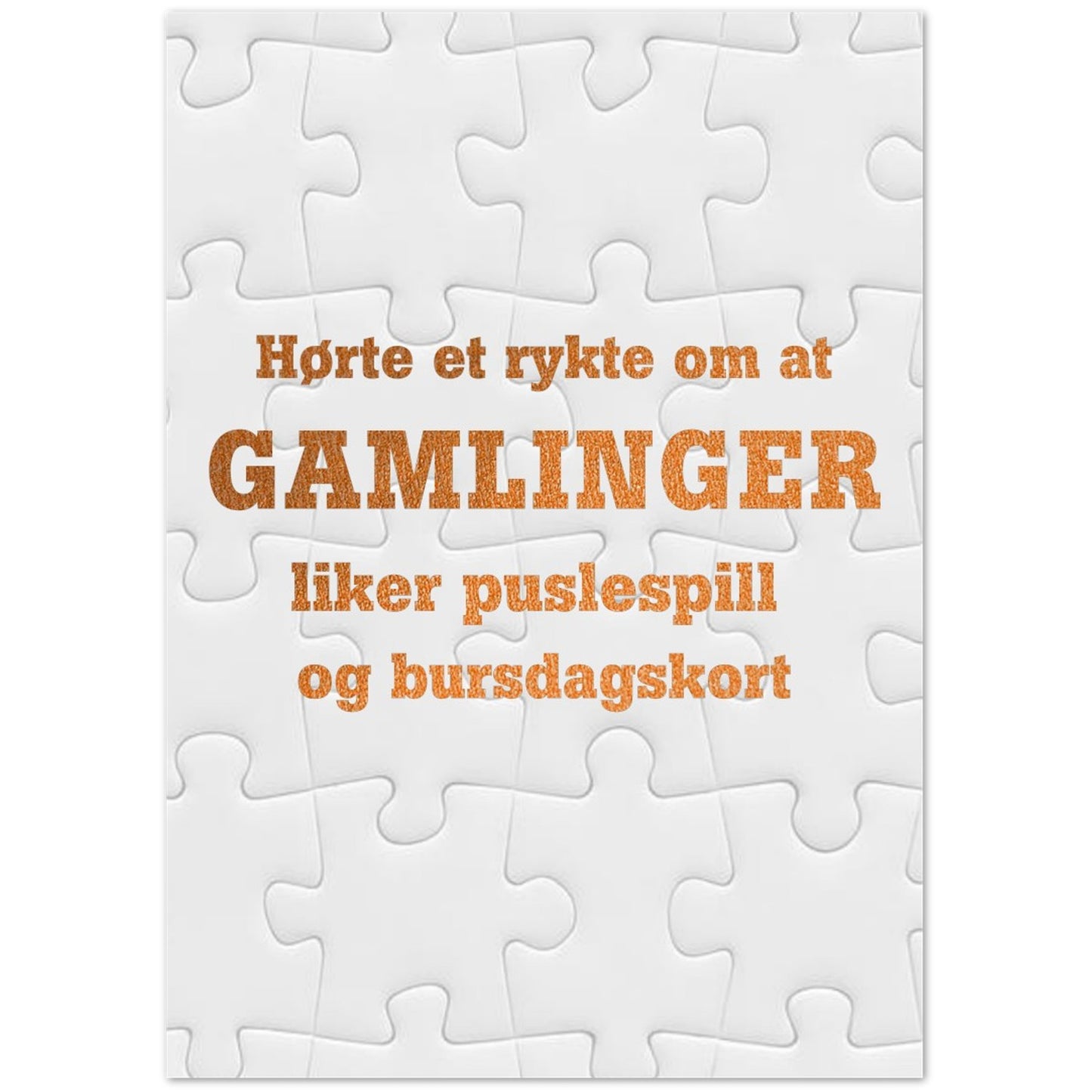 Kort "Puslespill og bursdagskort" dobbelt m/konvolutt
