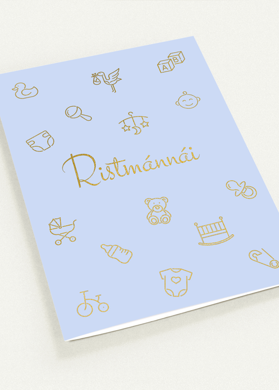 Dåpskort "Ristmánnái" dobbelt kort m/konvolutt