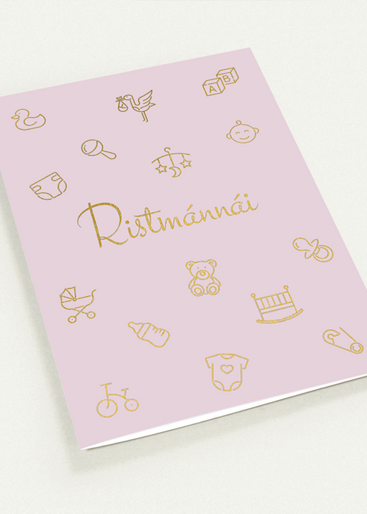 Dåpskort "Ristmánnái" dobbelt kort m/konvolutt