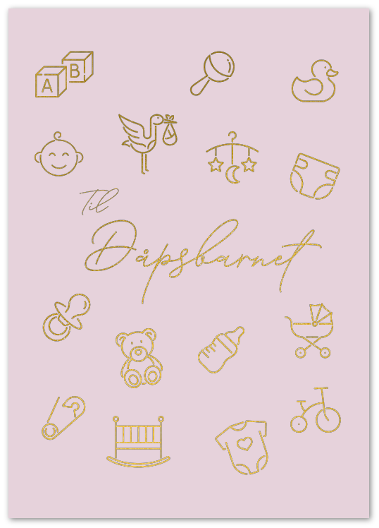 Kort "Til Dåpsbarnet" dobbelt kort m/konvolutt