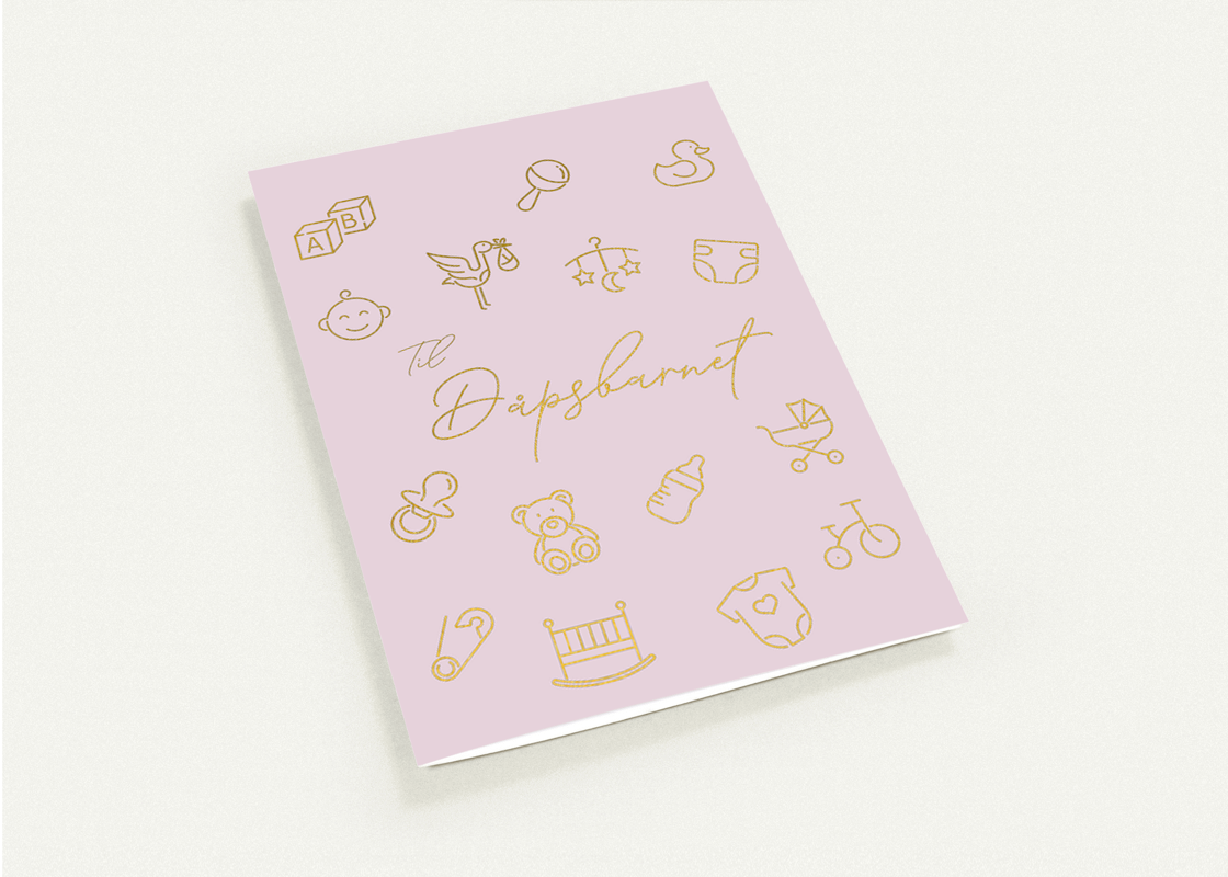 Kort "Til Dåpsbarnet" dobbelt kort m/konvolutt