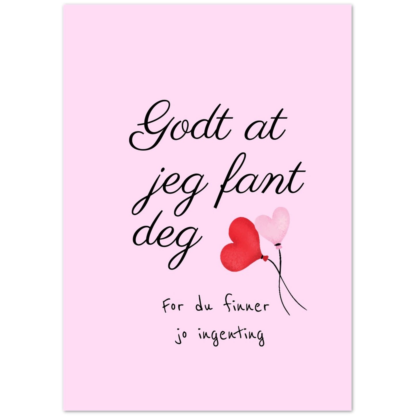 Kort "Godt at jeg fant deg" dobbelt kort m/konvolutt