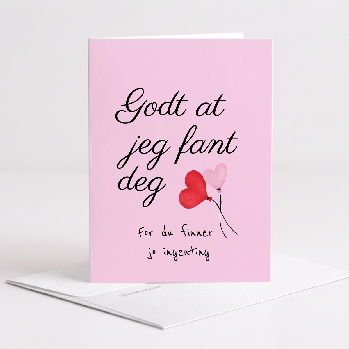 Kort "Godt at jeg fant deg" dobbelt m/konvolutt