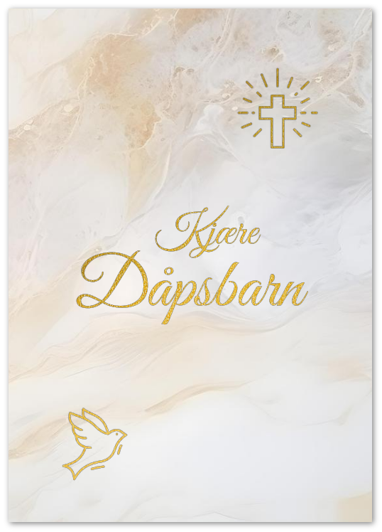 Kort "Kjære Dåpsbarn" dobbelt kort m/konvolutt