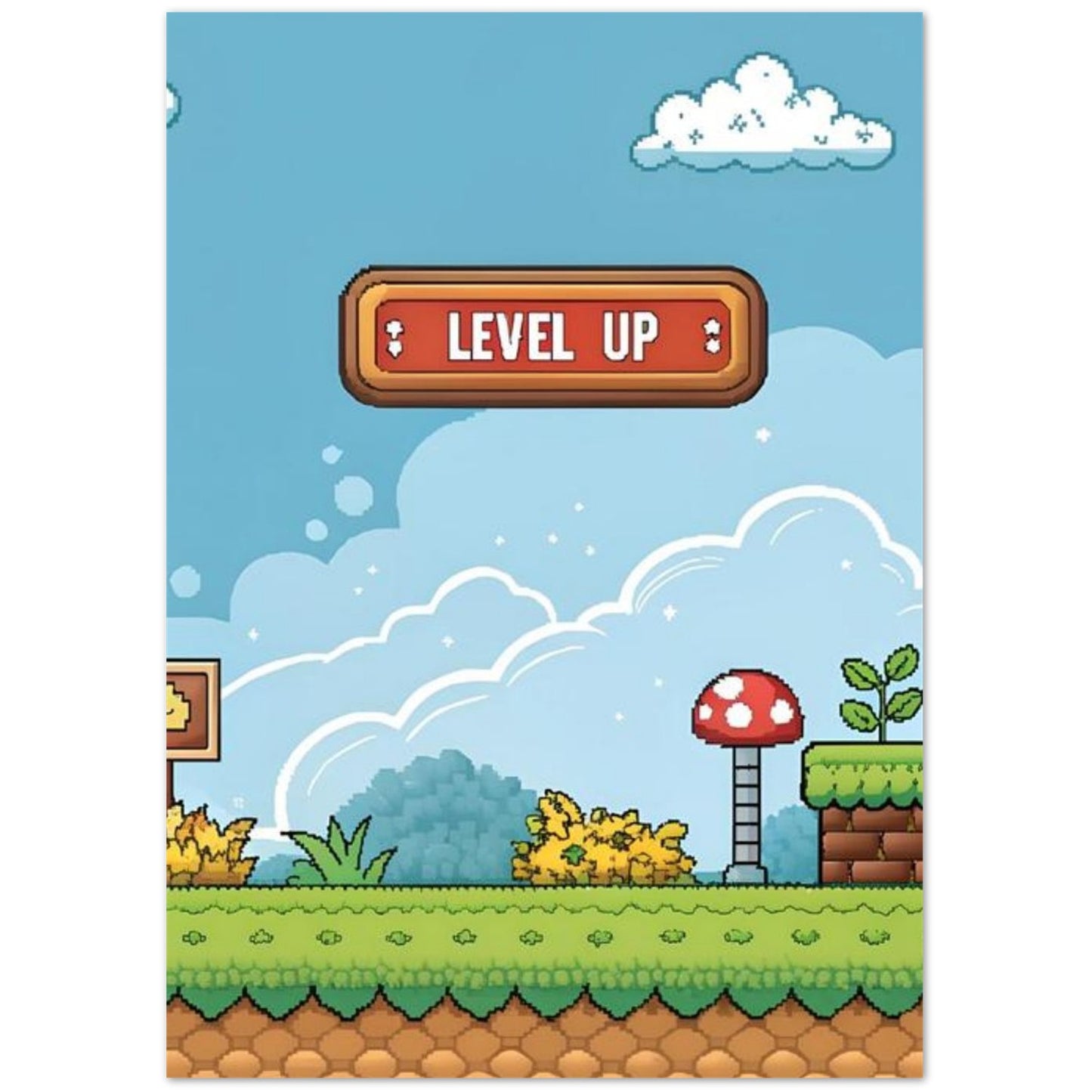 Kort "LEVEL UP" dobbelt m/konvolutt