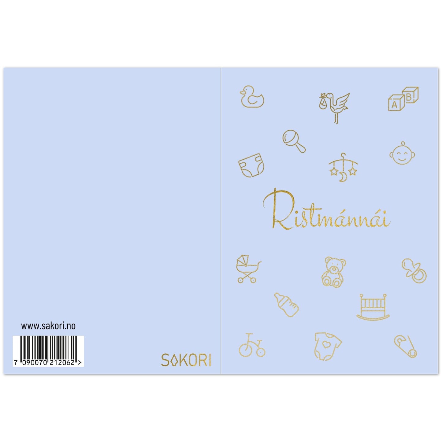 Dåpskort "Ristmánnái" dobbelt kort m/konvolutt