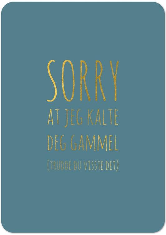 Kort "SORRY at jeg kalte deg gammel"